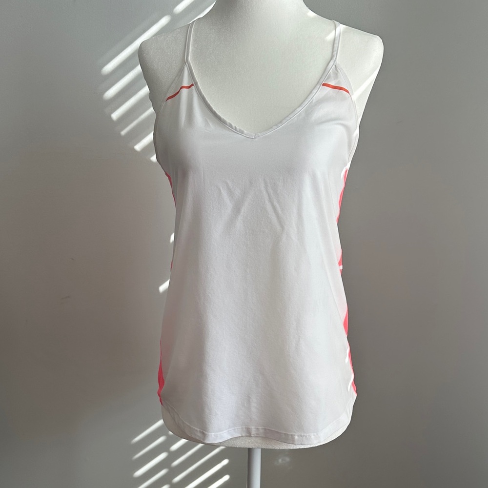 Lululemon Athletica White Tank Top with Pink Highlights
